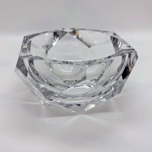 Val St Lambert Crystal Ashtray Diamond Cut Faceted